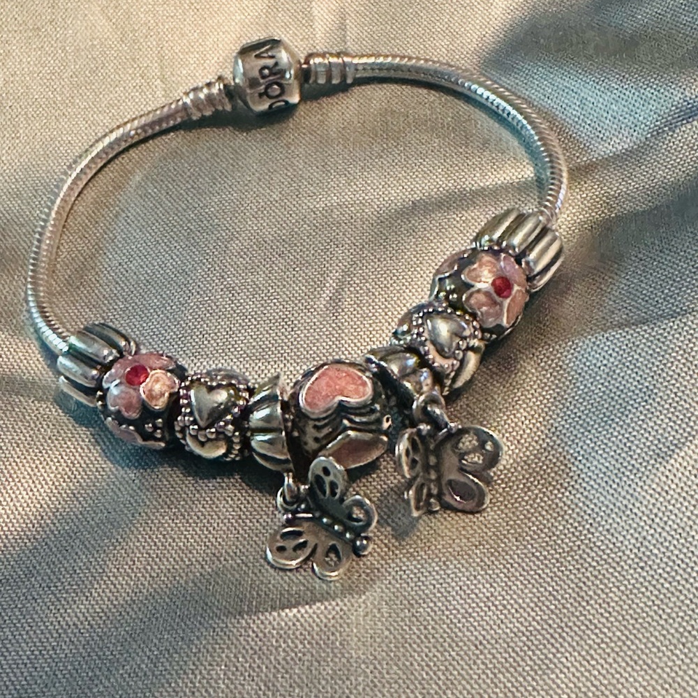 Friendship Forever Bracelet Authentic Pandora Sterling Silver Pink Hearts. - Picture 1 of 7